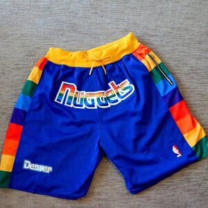 Just Don 1991-92 Denver Nuggets Blue Rainbow Basketball Shorts Size XXL